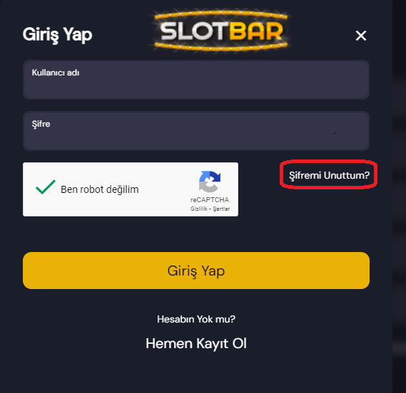 Slotbar-giriş